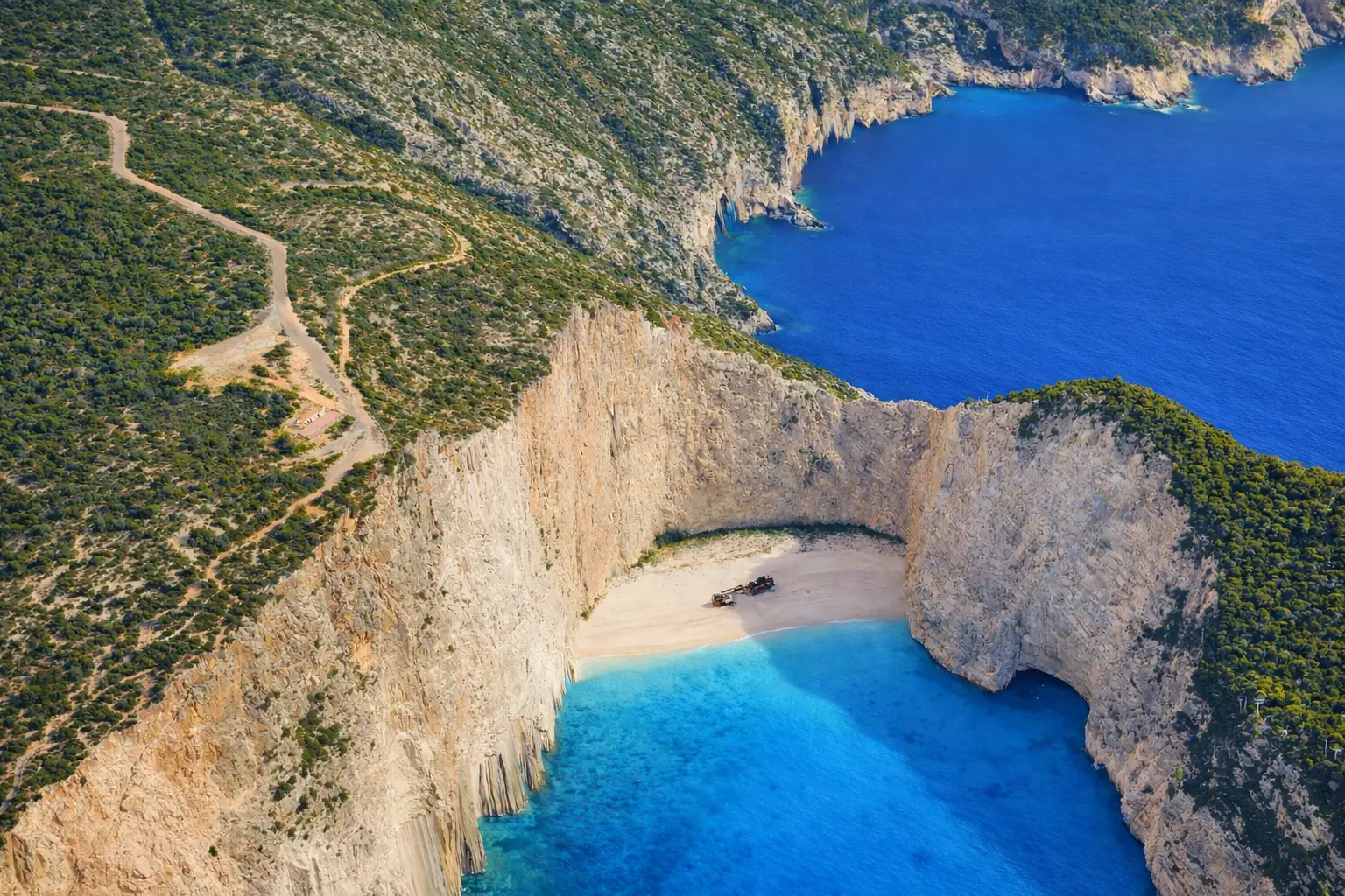 Navagio Beach Viewpoint seen from above